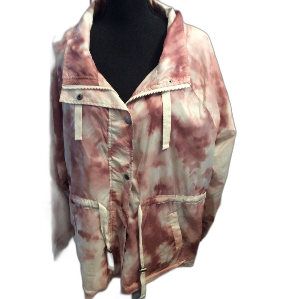 Maurices Plus Size XXL Pink Tye Dye Rain Jacket Coat